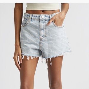 Alexander Wang bite logo cutoff denim shorts (pebbled bleach)